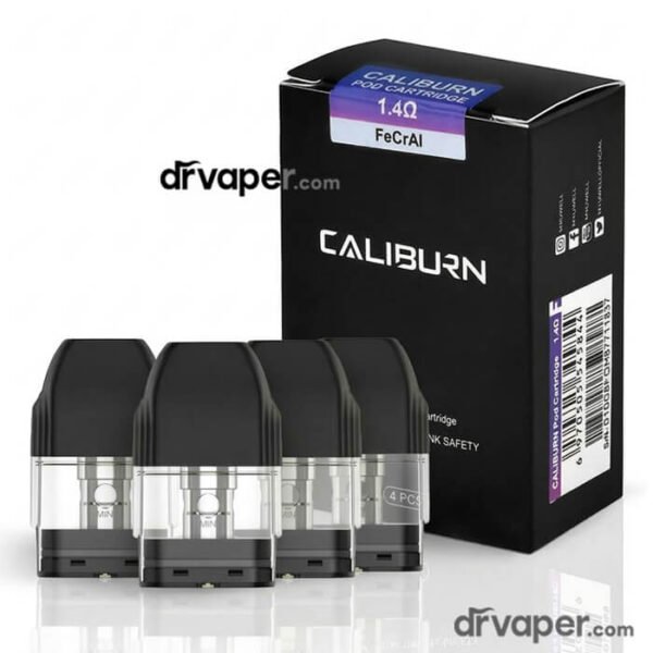 Original Caliburn pods pack with 1.4 ohm resistance containing 4 pieces from Dr Vape Saudi Arabia.