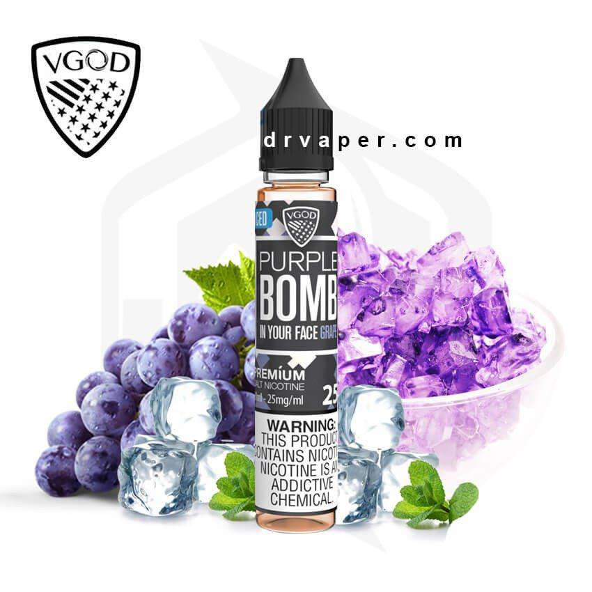 فيقود عنب ايس سولت نيكوتين 30 مل Vgod iced purple bomb salt nicotine 30ml