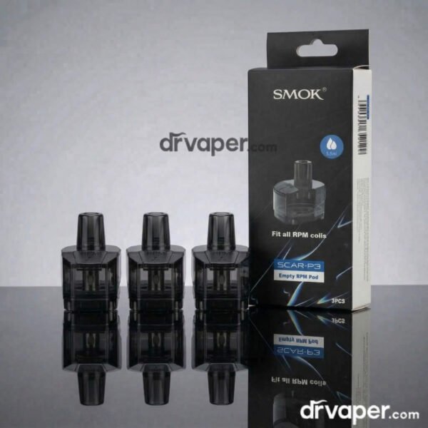 3 ببودات سموك سكار بي 3 فارغة أصلية فئة RPM بجوار عبوة التغليف من متجر دكتور فيب