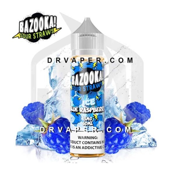 بازوكا توت ازرق ايس 60 مل حامض وحلو Bazooka Ice Blue Raspberry sour straws 60ml
