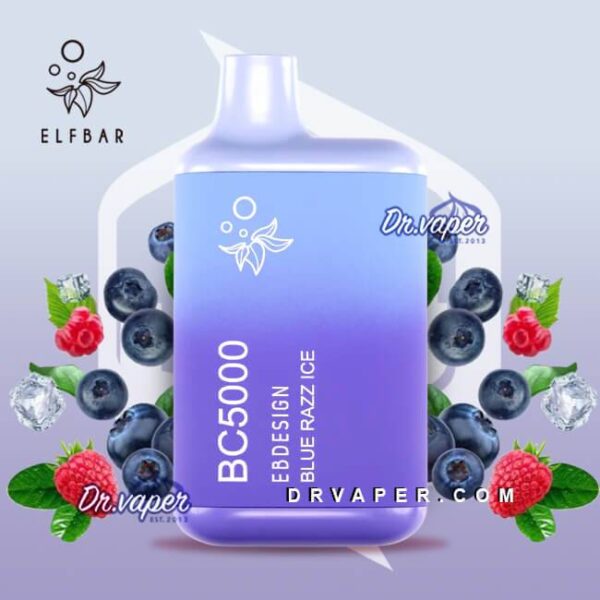 سحبة الف بار 5000 موش توت ازرق ايس | Elf bar Blue Razz Ice 5000puffs BC5000
