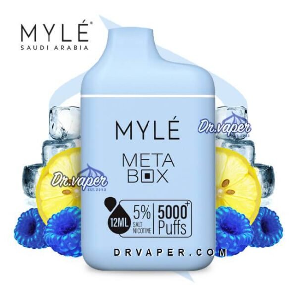 مايلي سحبه توت ازرق ليمون ايس 5000 موش ميتا بوكس | Myle BLUEBERRY LEMON ice Meta Box 5000Puffs مايلي سحبه توت ازرق ليمون ايس 5000 موش ميتا بوكس | Myle BLUEBERRY LEMON ice Meta Box 5000Puffs