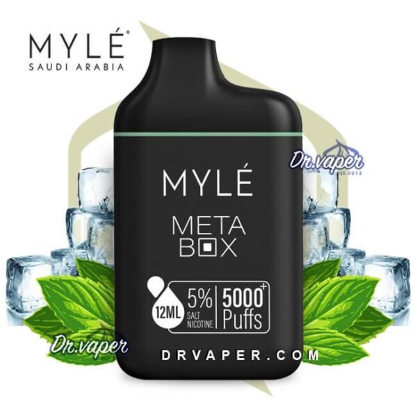 مايلي سحبه نعناع ايس 5000 موش ميتا بوكس | Myle ICED Mint Meta Box 5000Puffs مايلي سحبه نعناع ايس 5000 موش ميتا بوكس | Myle ICED Mint Meta Box 5000Puffs