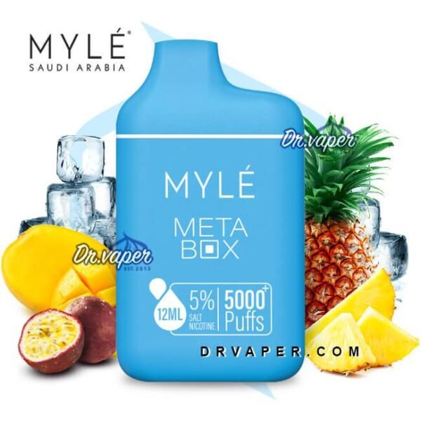 مايلي سحبه تروبيكال فروت ايس 5000 موش ميتا بوكس | Myle ICED TROPICAL FRUIT Meta Box 5000Puffs مايلي سحبه تروبيكال فروت ايس 5000 موش ميتا بوكس | Myle ICED TROPICAL FRUIT Meta Box 5000Puffs