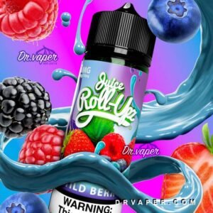 Roll-Upz Wild Berry 60ml flavor with e-liquid splash effect, blueberries, and strawberries