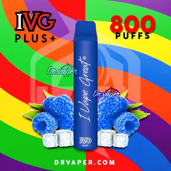 سحبة اي في جي بار بلس 800 موش توت ازرق ايس | IVG BAR PLUS Blue Raspberry ice 800 puffs