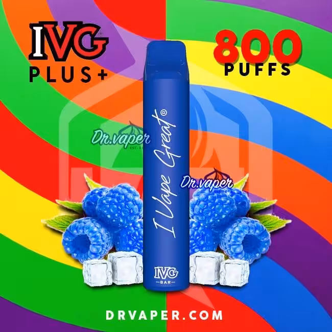سحبة اي في جي بار بلس 800 موش توت ازرق ايس | IVG BAR PLUS Blue Raspberry ice 800 puffs