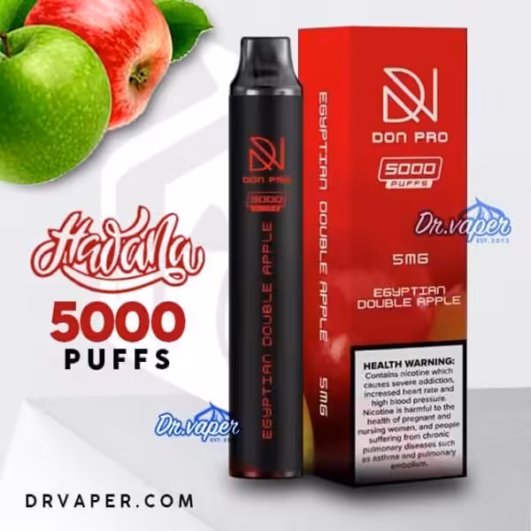 سحبه هوانا 5000 موش دون برو تفاحتين | hawana don pro 5000 puffs uua egyptisn double apple grape