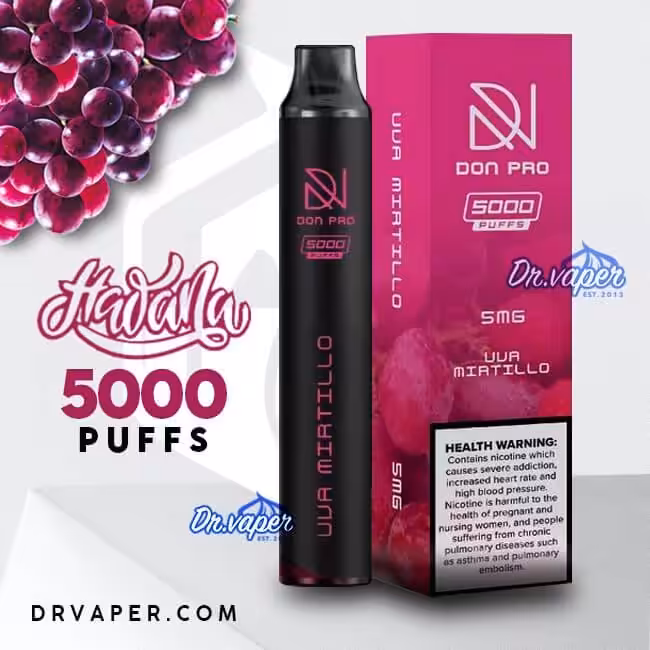 سحبه هوانا 5000 موش دون برو عنب | hawana don pro 5000 puffs uua mirtillo grape