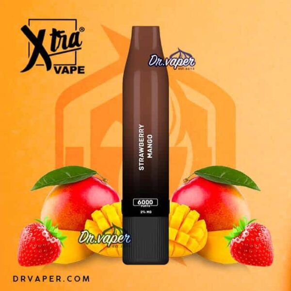 xtra STRAWBERRY MANGO 6000puffs سحبه اكسترا 6000 موش فراوله مانجو Xtra 6000puffs STRAWBERRY MANGO