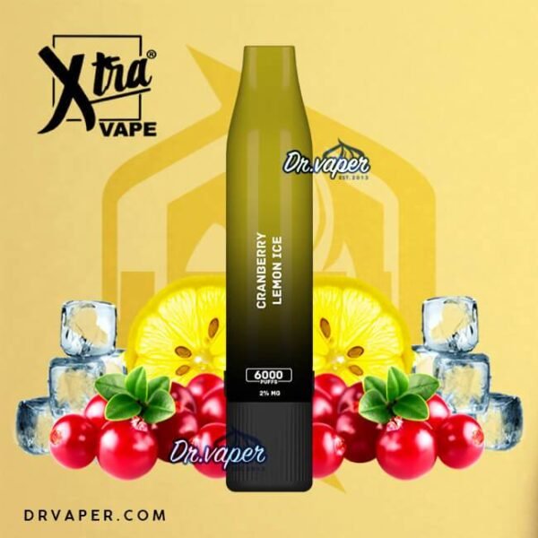 سحبه اكسترا 6000 موش توت ليمون ايس Xtra 6000puffs cranberry lemon ice