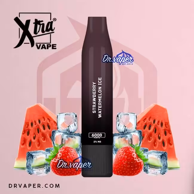 سحبه اكسترا 6000 موش فراوله بطيخ ايس Xtra 6000puffs strawberry watermelon ice