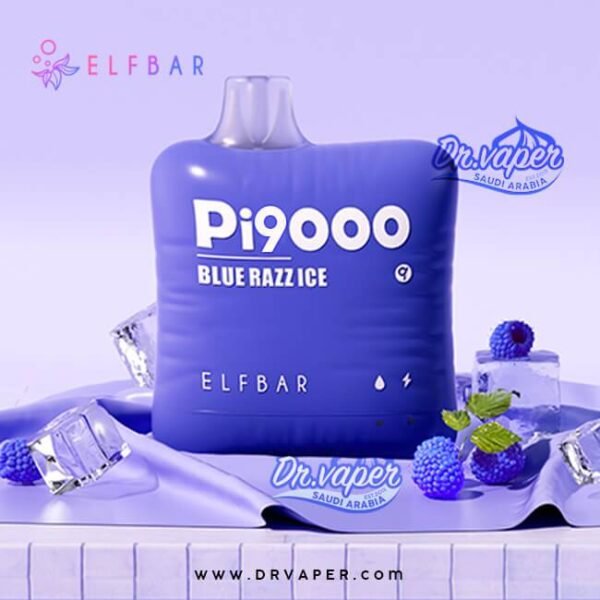 سحبة الف بار 9000 موش توت العليق ازرق ايس | elfbar blue razz ice pi9000 puffs disposable