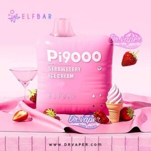 سحبة الف بار 9000 موش ايس كريم فراوله | elfbar strawberry ice cream pi9000 puffs disposable