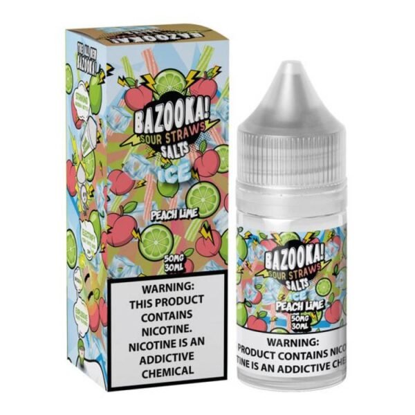 نكهه بازوكا خوخ لايم ايس سولت نيكوتين 30 مل علبه | bazooka peach lime ice salt nicotine 30ml box