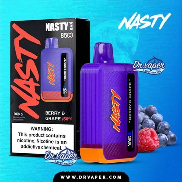 Nasty berry grape 8500 puffs Disposable pod | سحبة ناستي 8500 موش عنب توت