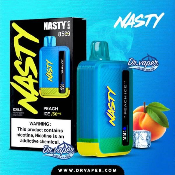 Nasty peach ice 8500 puffs Disposable pod | سحبة ناستي 8500 موش خوخ ايس