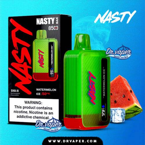 Nasty watermelon ice 8500 puffs Disposable pod | سحبة ناستي 8500 موش بطيخ ايس