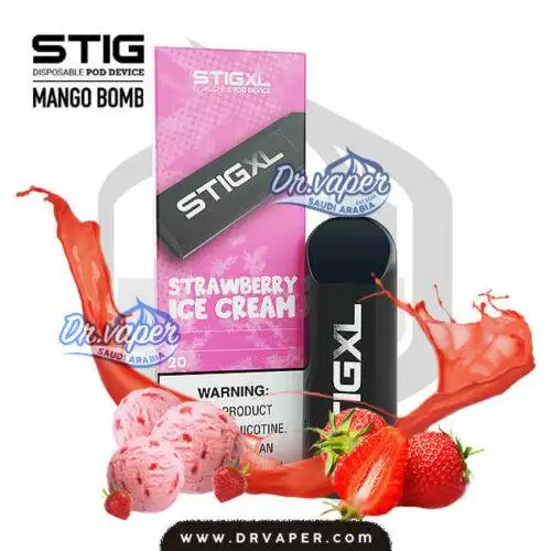 سحبة ستيج ايسكريم فراوله اكس لارج 700 موش علبه | stig xl Strawberry ice cream 700puffs box