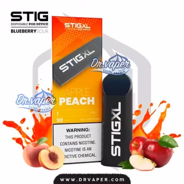 سحبة ستيج تفاح خوخ اكس لارج 700 موش علبه | stig xl apple peach 700puffs box