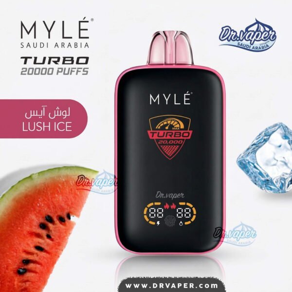 سحبة مايلي تيربو 20000 شفطة نكهة لوش آيس بطيخ بارد Myle Turbo Lush Ice