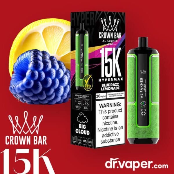 alfakher-crown-bar-15k-disposable-blue-razz-lemonade فيب الفاخر 15000 توت ازرق ليمون