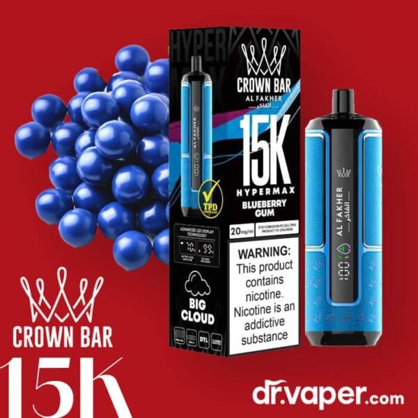 alfakher-crown-bar-15k-disposable-blueberry-gum فيب الفاخر 15000 توت زرق علكة
