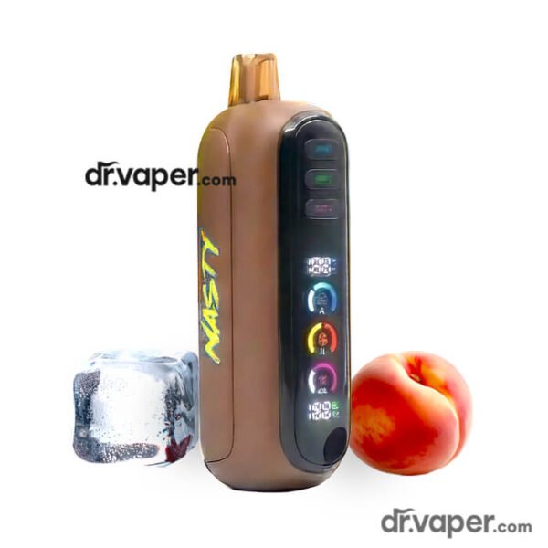 nasty-mod-x-55k-peach-ice-dr-vape-ksa صورة توضيحية لجهاز سحبة ناستي مود اكس 55000 موشة بنكهة خوخ بارد (Peach Ice) من متجر دكتور فيب السعودية.