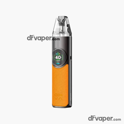Oxva NeXlim pod kit in premium coral orange leather