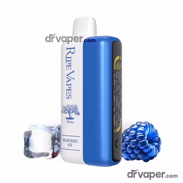 ripe-vapes-thrive-40k-blue-razz-ice-saudi-arabia سحبة رايب فيب ثرايف 40 الف نكهة توت أزرق بارد Blue Razz Ice بشاشة رقمية