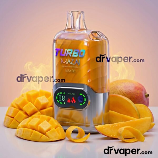 فيب مزاج 15000 سحبة شاشة نكهة مانجو مع قطع المانجو الاستوائية