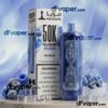 Mazaya 50K vape in deep indigo blue color with frosty blueberries and ice cubes.