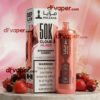 Pink Mazaya 50K vape with red strawberries and fresh cherries.