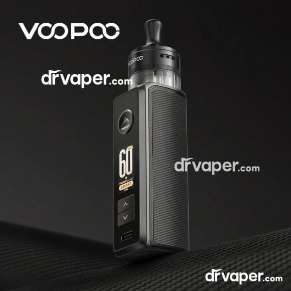 جهاز سحبة فوبو دراج اس 3 (Voopoo Drag S3) باللون الرمادي الكربوني، يعرض شاشة ذكية بقوة 60 واط ووضع SMART.