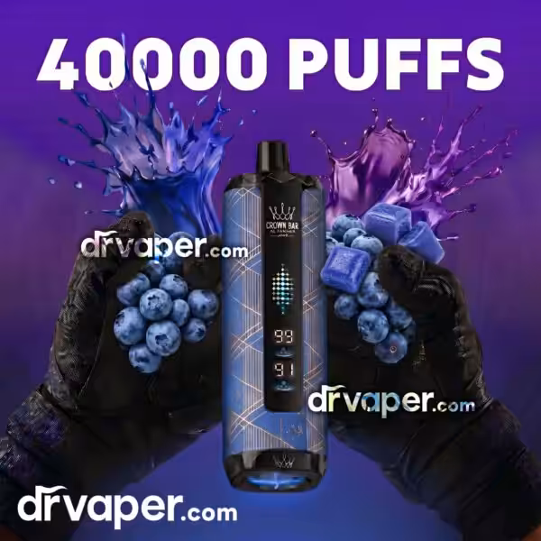سحبة الفاخر 40000 شفطة كراون بار - علكة توت أزرق Blueberry Bubblegum سحبة الفاخر 40000 موشة نكهة علكة توت ازرق