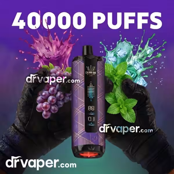 سحبة الفاخر ميجا ماكس 40000 موشة - عنب نعناع Grape Mint سحبة الفاخر 40000 موشة نكهة عنب نعناع كراون بار