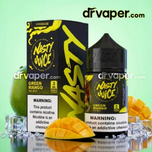 Nasty Fat Boy Mango 60ml - Dr Vape Store Authentic Nasty Fat Boy Mango 60ml bottle with ice cubes and green mango slices