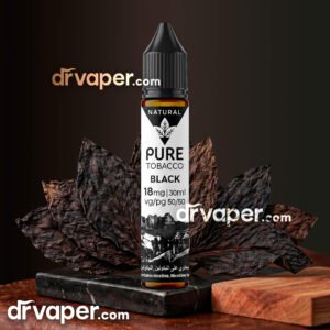 30ml PURE Tobacco Black freebase bottle by Dr Vapes with tobacco leaves