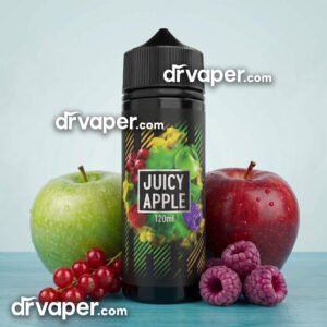 Sams Vape Apple 120ml bottle next to green and red apples